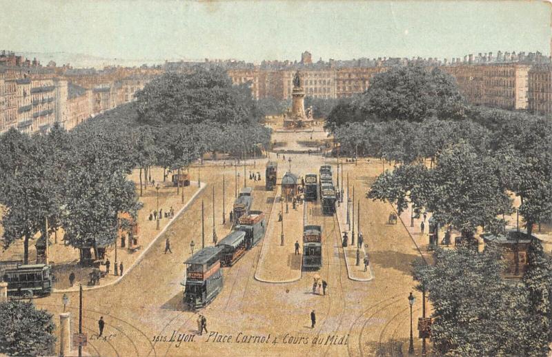 Carte postale ancienne Lyon - Place Carnot Et Cours Du Midi à Lyon