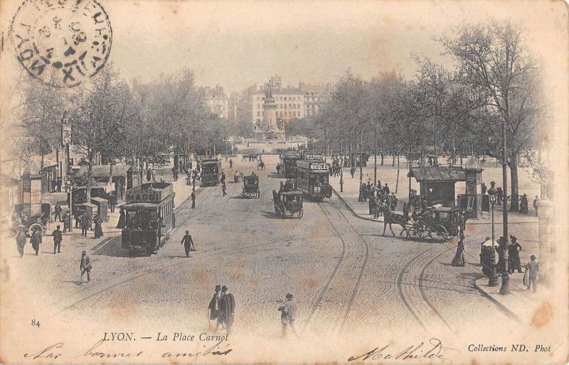 Carte postale ancienne Lyon - La Place Carnot à Lyon