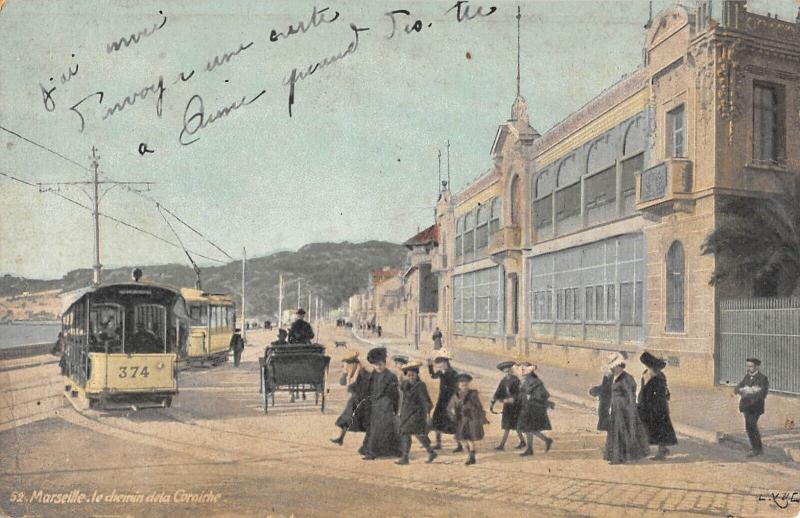 Carte postale ancienne Marseille - Le Chemin De La Corniche à Marseille
