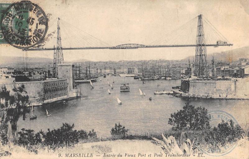 Carte postale ancienne Marseille - Entree Du Vieux Port Et Pont Transbordeur à Marseille 7e Arrondissement
