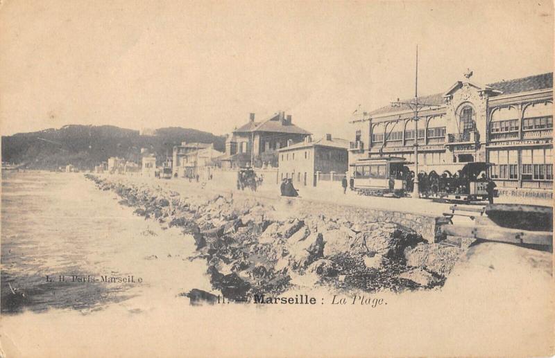 Carte postale ancienne Marseille - La Plage à Marseille