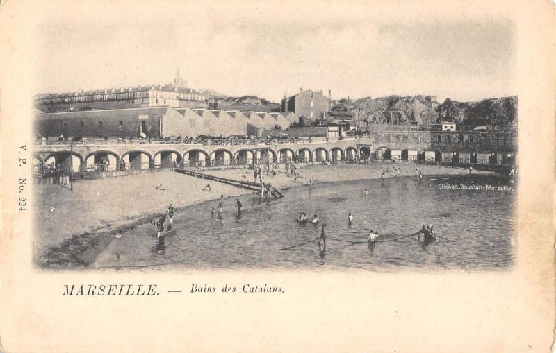 Carte postale ancienne Marseille - Bains Des Catalans à Marseille