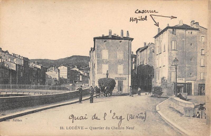 Carte postale ancienne Lodeve - Quartier Du Chemin Neuf à Lodève