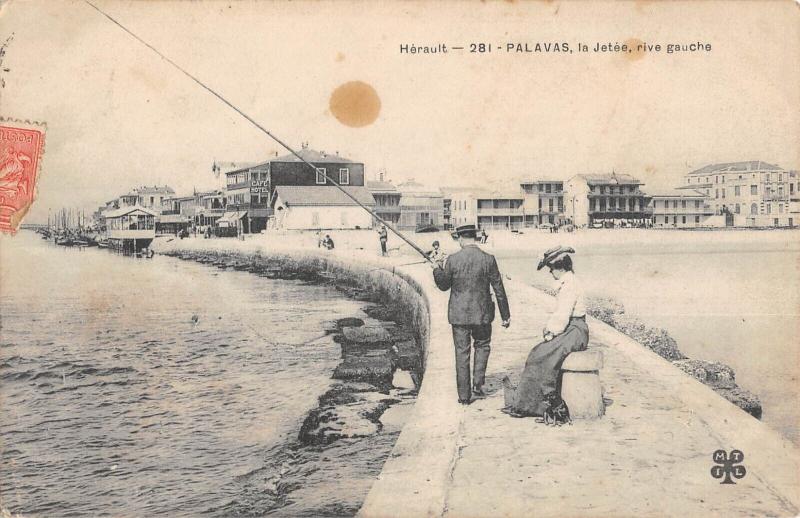 Carte postale ancienne Palavas Les Flots - La Jetee - Rive Gauche à Palavas-les-Flots