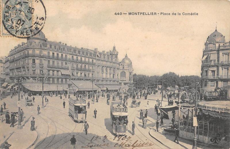 Carte postale ancienne Montpellier - Place De La Comedie à Montpellier