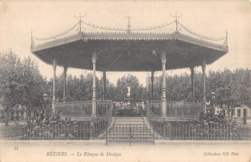 Carte postale ancienne Beziers - Le Kiosque De Musique à Béziers