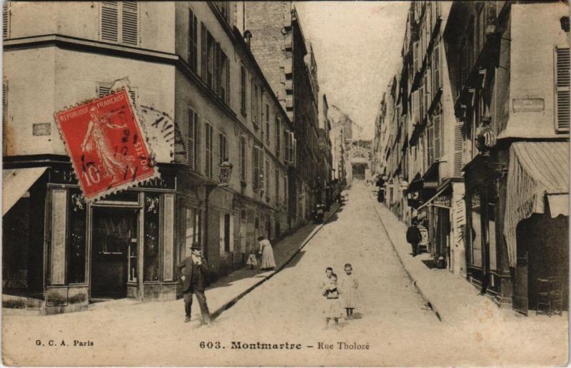 Carte postale ancienne Rue Tholozé à Paris 18e
