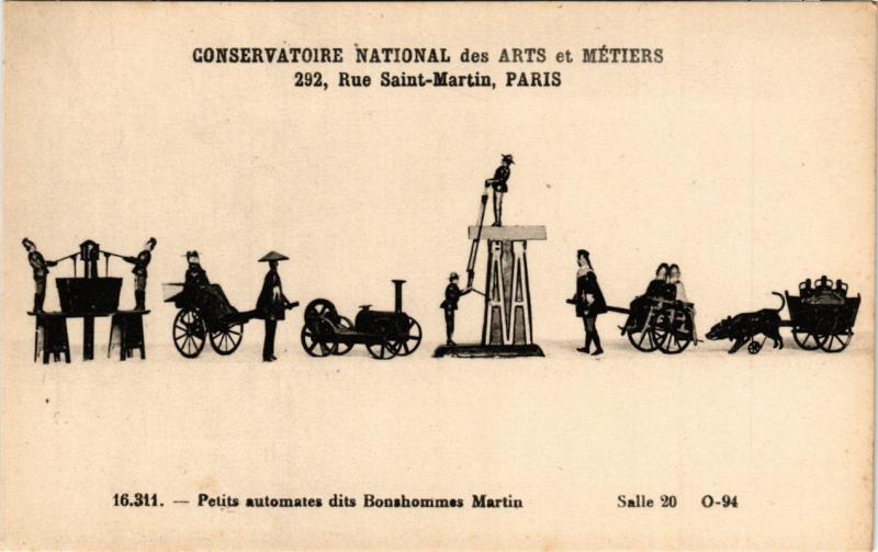 Carte postale ancienne Paris (3e) Cnam - Petits automats dits Bonshommes Martin à Paris 3e
