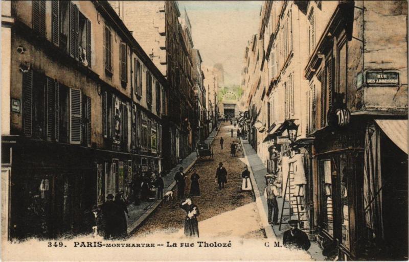 Carte postale ancienne Montmartre - La Rue Tholozé à Paris 18e