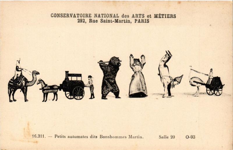 Carte postale ancienne Paris (3e) Cnam - Petits automats dits Bonshommes Martin à Paris 3e