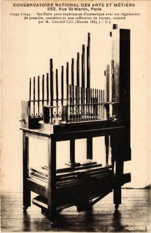 Carte postale ancienne Paris (3e) Cnam - Sooufflerie pour expériences acoustiques à Paris 3e