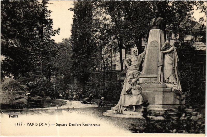 Carte postale ancienne Paris 14e Square Denfert-Rochereau, F. Fleury à Paris 14e
