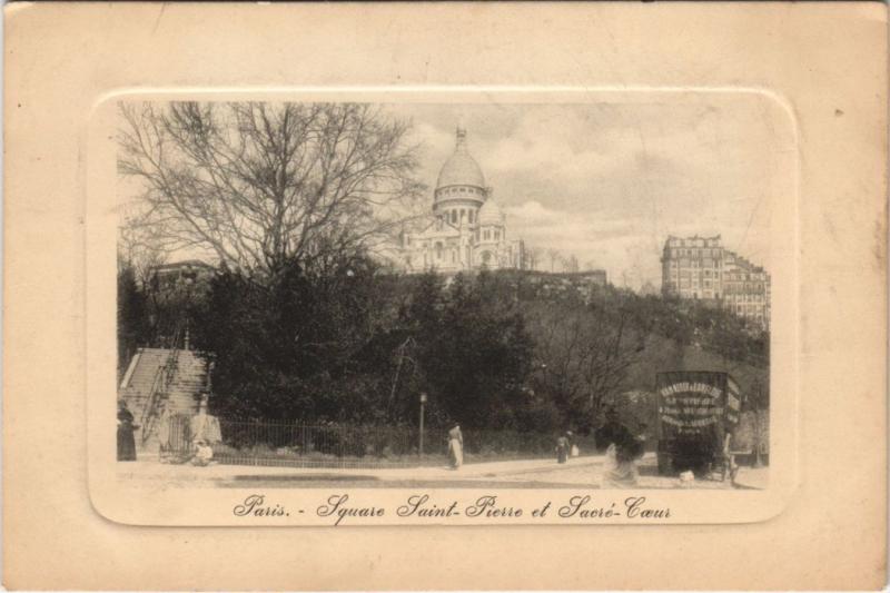 Carte postale ancienne Square Saint-Pierre Sacré-Coeur à Paris 18e