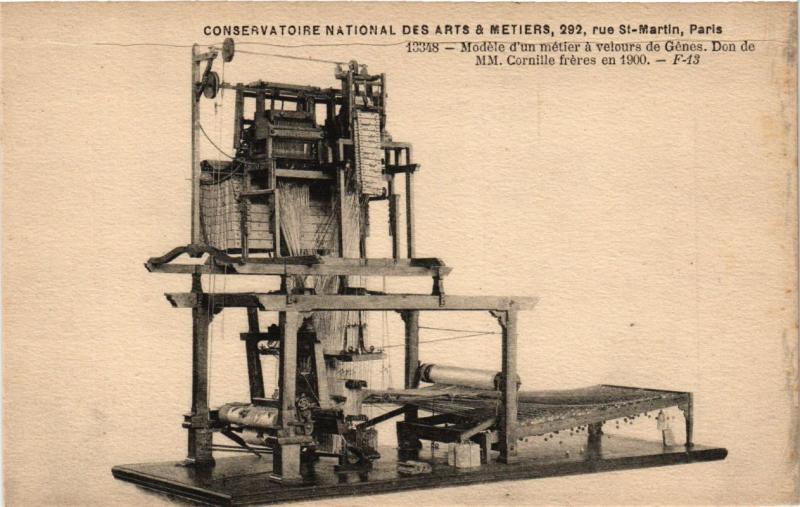 Carte postale ancienne Paris (3e) Cnam - Un métier á velours à Paris 3e