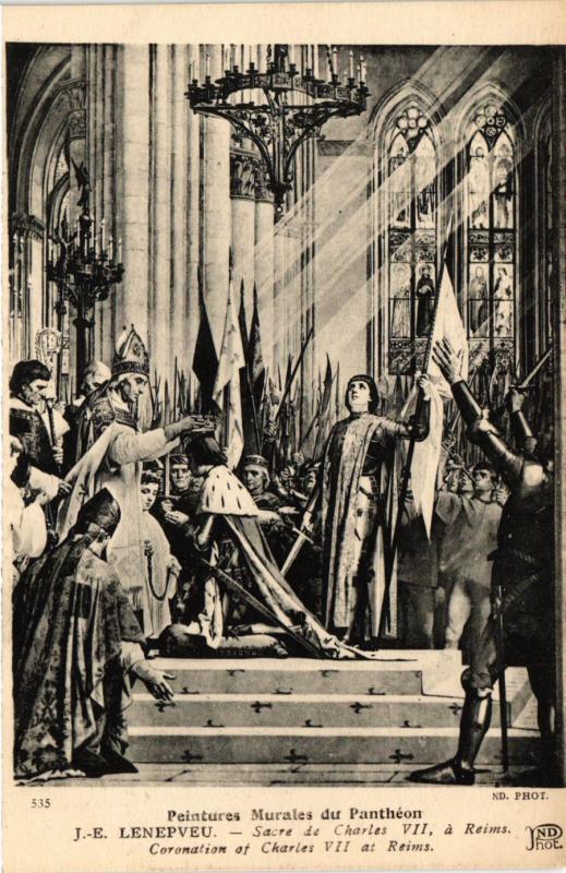 Carte postale ancienne Paris 5e-Murales de Panthéon-Sacre de Charles Vii à Paris 5e