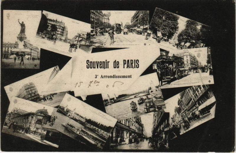 Carte postale ancienne Paris 3e - Souvenir de Paris à Paris 3e