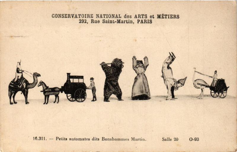 Carte postale ancienne Paris (3e) Cnam - Petits automats dits Bonshommes Martin à Paris 3e