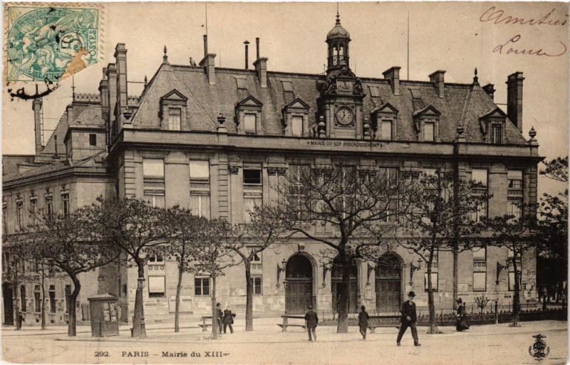Carte postale ancienne Mairie du XIIIme à Paris 13e