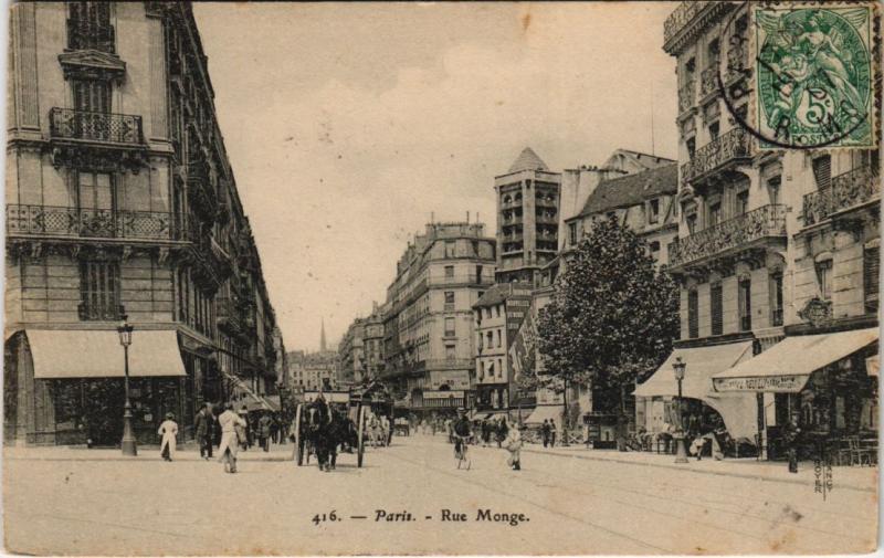Carte postale ancienne Paris 5e - Rue Monge à Paris 5e