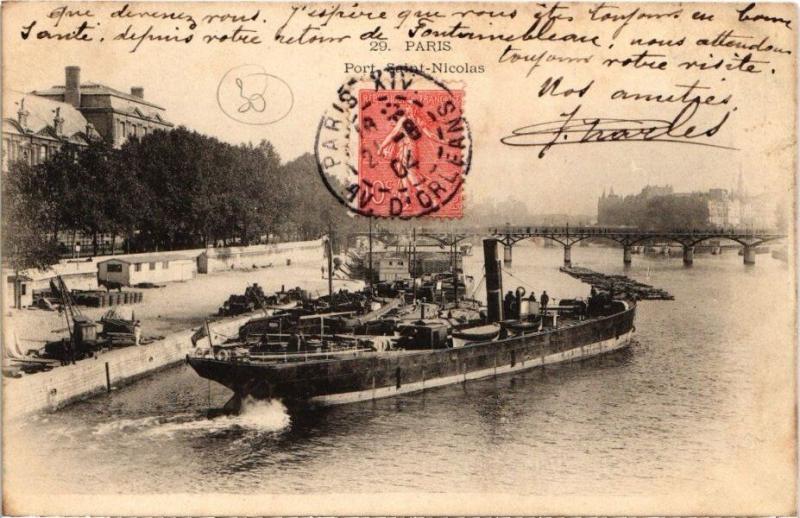 Carte postale ancienne Paris 1e - Port Saint-Nicolas à Paris 1er