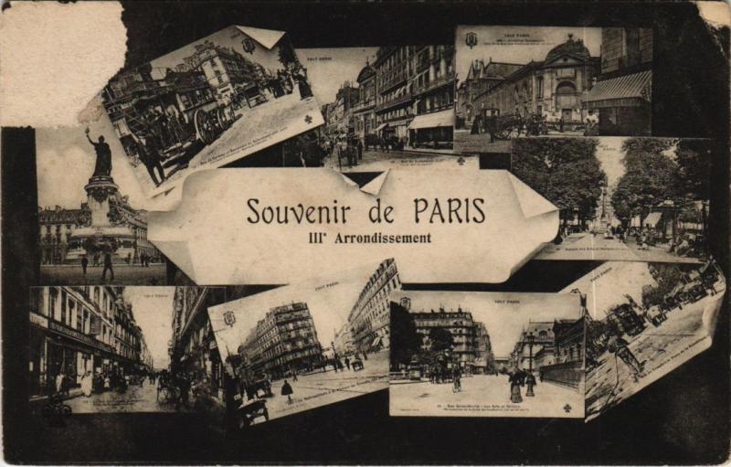 Carte postale ancienne Paris 3e - Souvenir de Paris à Paris 3e
