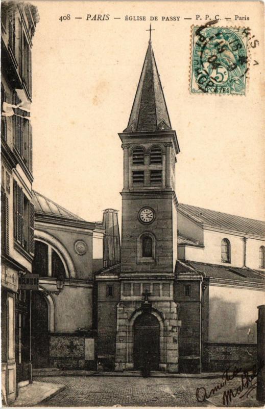 Carte postale ancienne Eglise de Passy à Paris 16e
