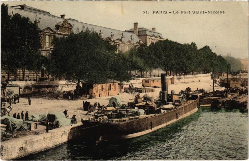 Carte postale ancienne Paris 1e - Le Port Saint-Nicolas à Paris 1er