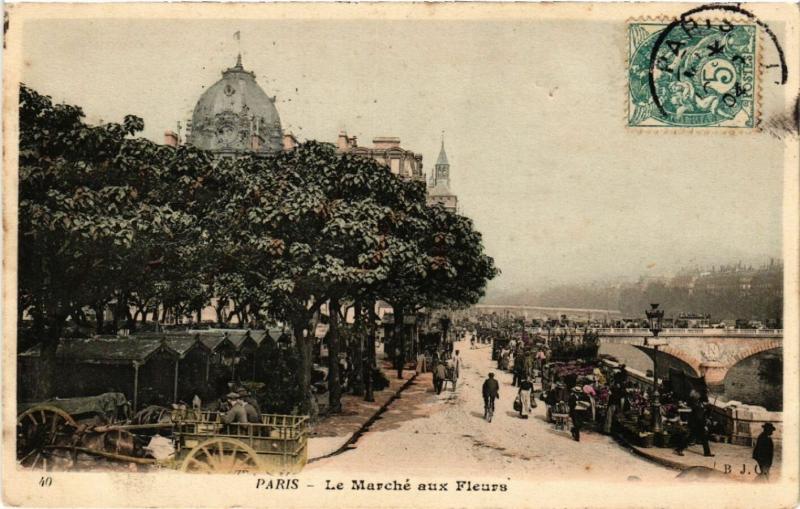 Carte postale ancienne Paris 4e Le Marché aux Fleurs à Paris 4e