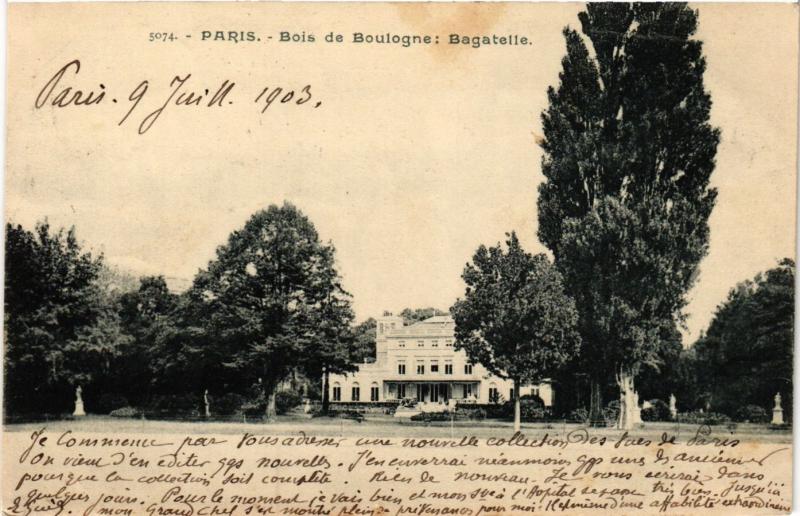 Carte postale ancienne Bois de Boulogne - Bagatelle à Paris 16e