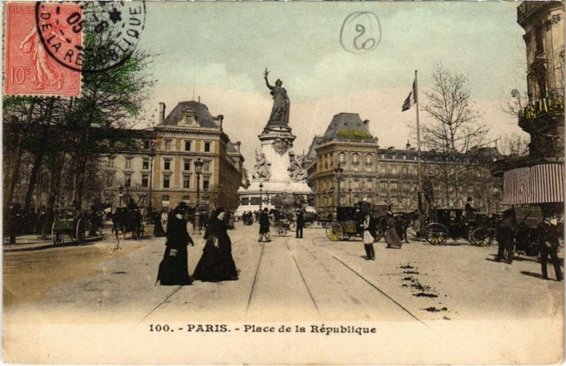 Carte postale ancienne Paris 11e - Place de la République à Paris 11e