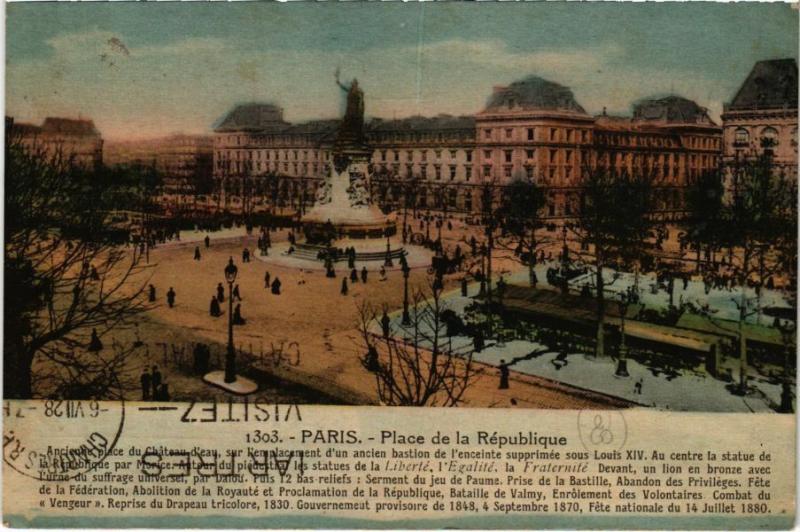 Carte postale ancienne Paris 11e - Place de la République à Paris 11e