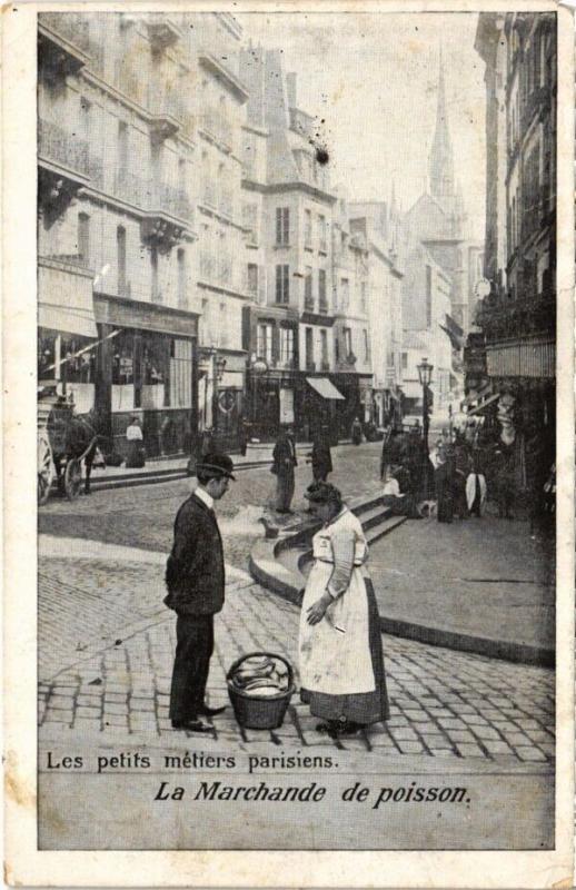Carte postale ancienne Paris - Marchande de poisson à Paris