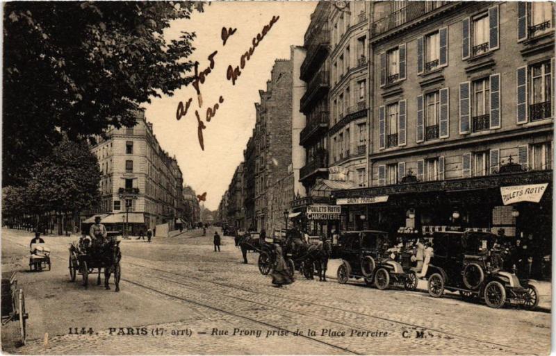 Carte postale ancienne Rue de Prony prise de la Place Perreire à Paris 17e