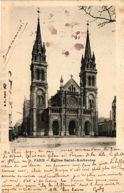 Carte postale ancienne Paris 11e Paris-Eglise Saint-Ambroise à Paris 11e