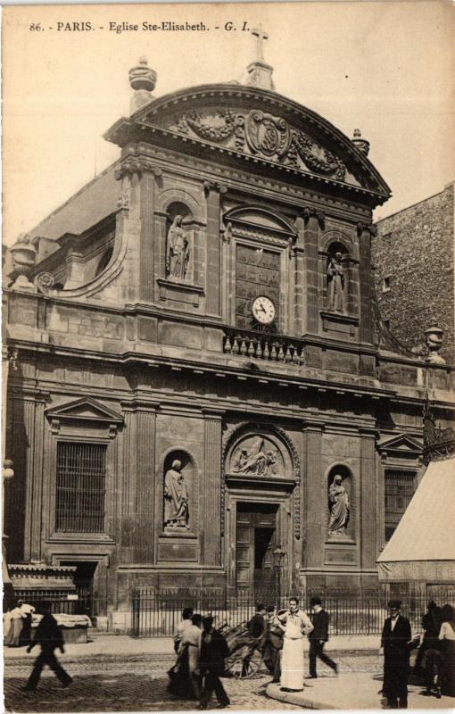 Carte postale ancienne Paris 3e Paris-Eglise Sainte-Elisabeth à Paris 3e