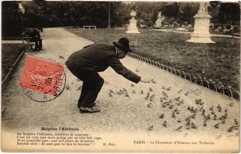 Carte postale ancienne Paris 1e - Le Charmeur d'Oiseaux à Paris 1er