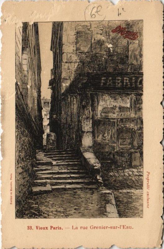 Carte postale ancienne Paris 4e - La rue Grenier-sur-l'Eau à Paris 4e