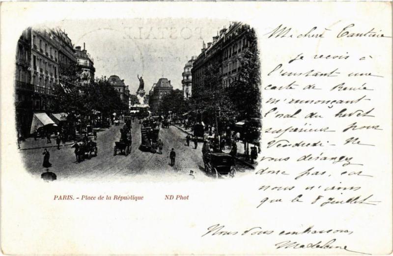 Carte postale ancienne Paris 11e - Place de la République à Paris 11e