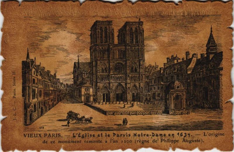 Carte postale ancienne Paris 4e - Eglise et e Pravis Notre-Dame à Paris 4e