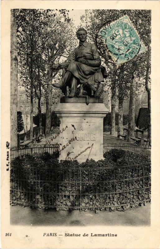 Carte postale ancienne Statue de Lamartine à Paris 16e
