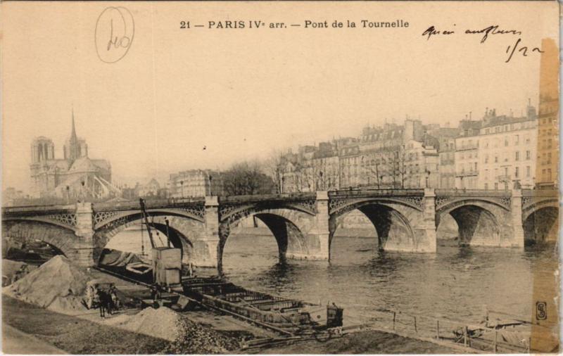 Carte postale ancienne Paris 4e - Port de la Tournelle à Paris 4e