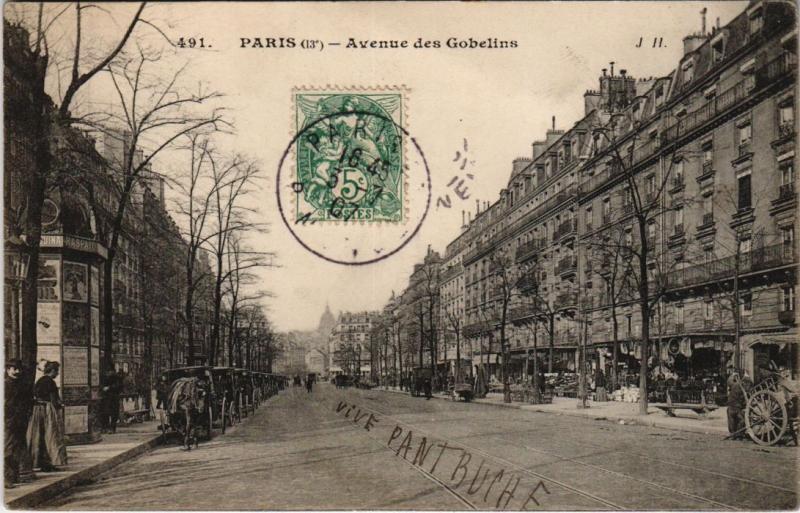 Carte postale ancienne Avenue des Gobelins à Paris 5e