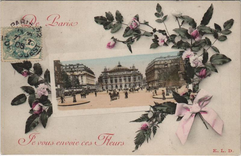 Carte postale ancienne Paris - Le vous envoice ces Fleurs à Paris