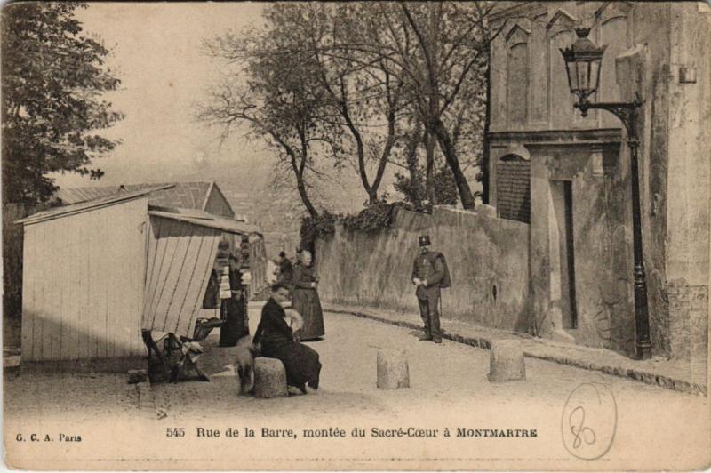Carte postale ancienne Rue de la Barre - Montée du Sacré-Coeur à Montmartre à Paris 18e
