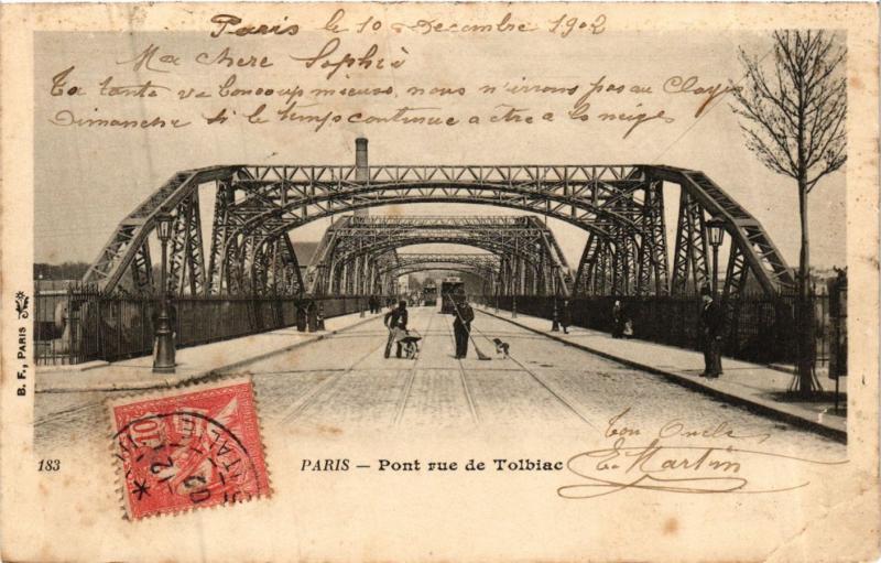 Carte postale ancienne Pont rue de Tolbiac à Paris 13e
