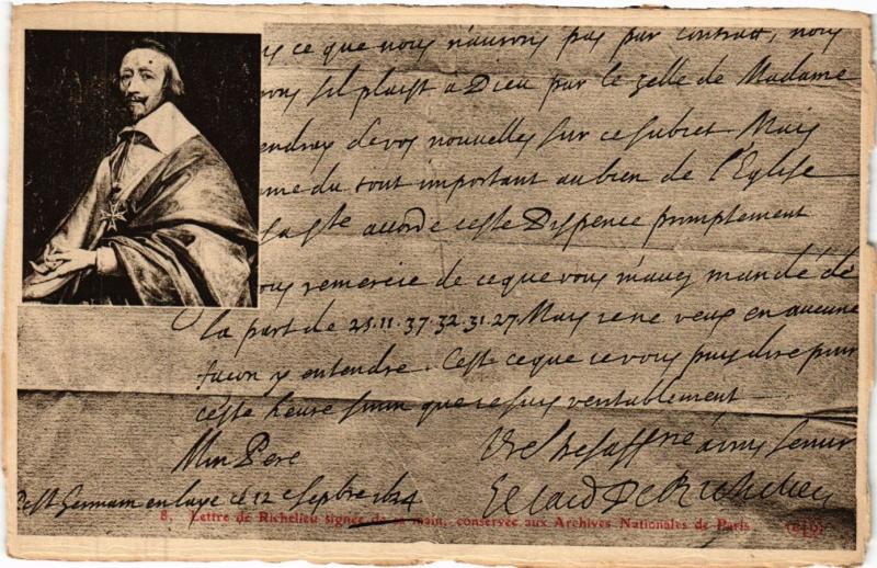 Carte postale ancienne Paris 3e Paris-Lettre de Richelieu, Archives Nationales de Paris à Paris 3e