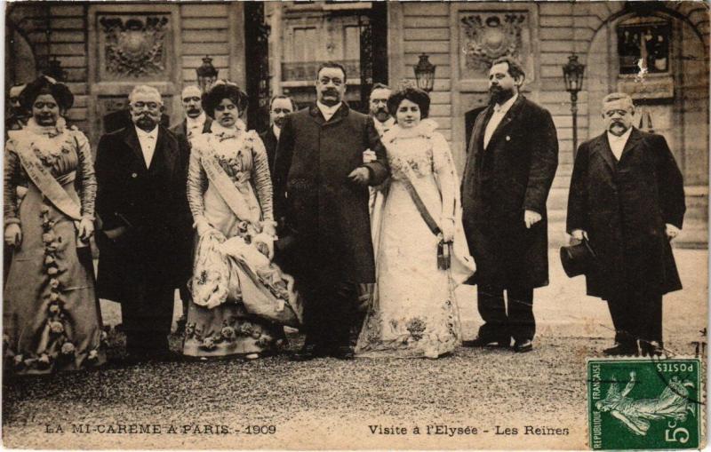 Carte postale ancienne Paris 1909- Les Fétes de la Mi-Caréme - Visite a l'Elysée
