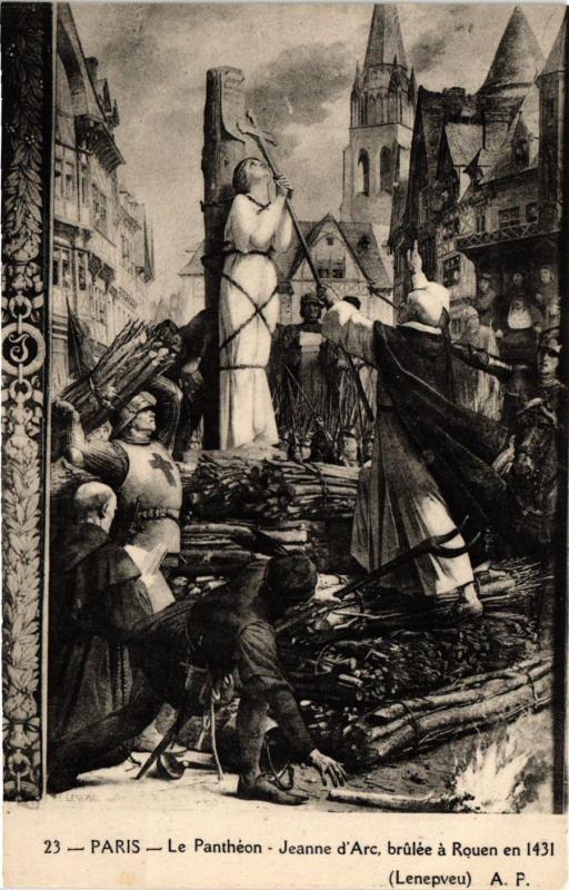 Carte postale ancienne Paris 5e-Panthéon-Jeanne d'arc brulée á Rouen à Paris 5e