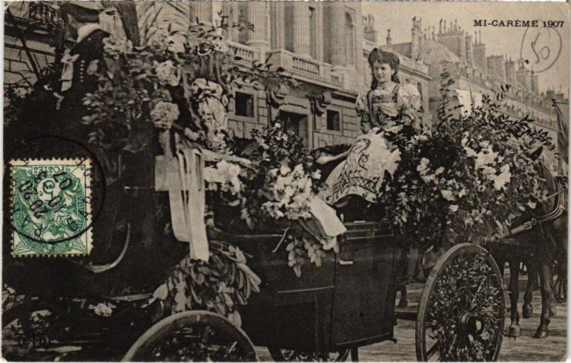 Carte postale ancienne Paris 1907- Les Fétes de la Mi-Caréme
