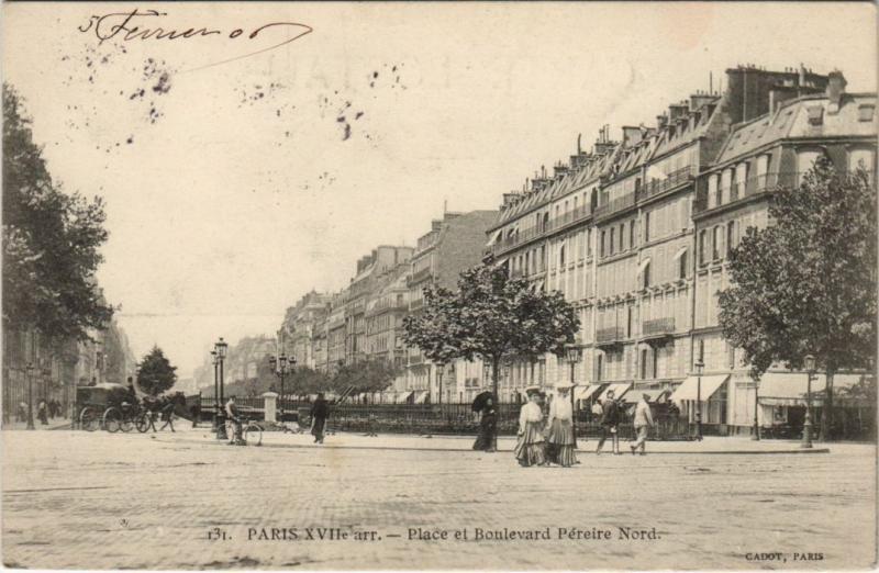 Carte postale ancienne Place et Boulevard Péreire Nord à Paris 17e